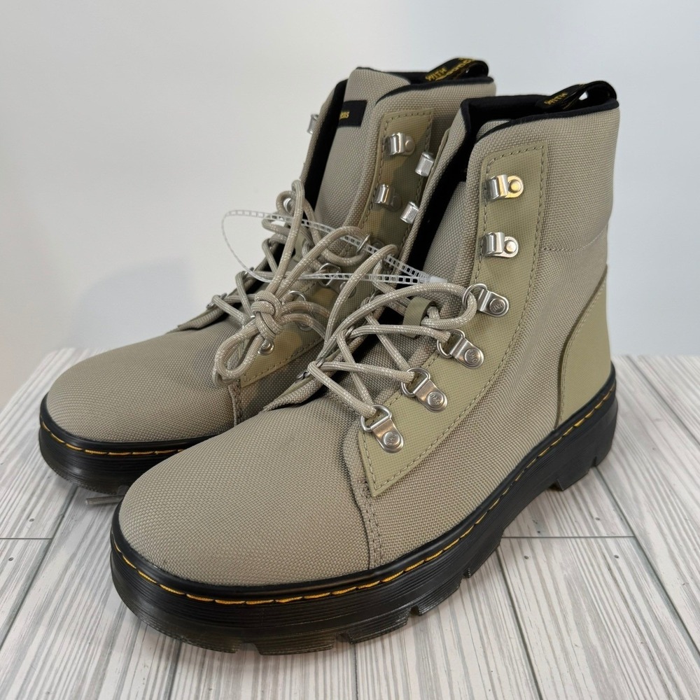 Dr. Martens‎ Combs Ajax Leather Women's 10 Stone Tan Canvas Lace Up Combat Boots